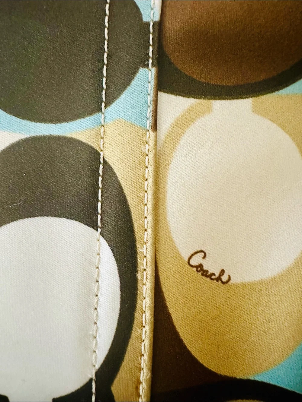 Coach Ergo Poppy Wristlet in Blue, Brown and Cream with Signature Circle Print - Picture 10 of 15